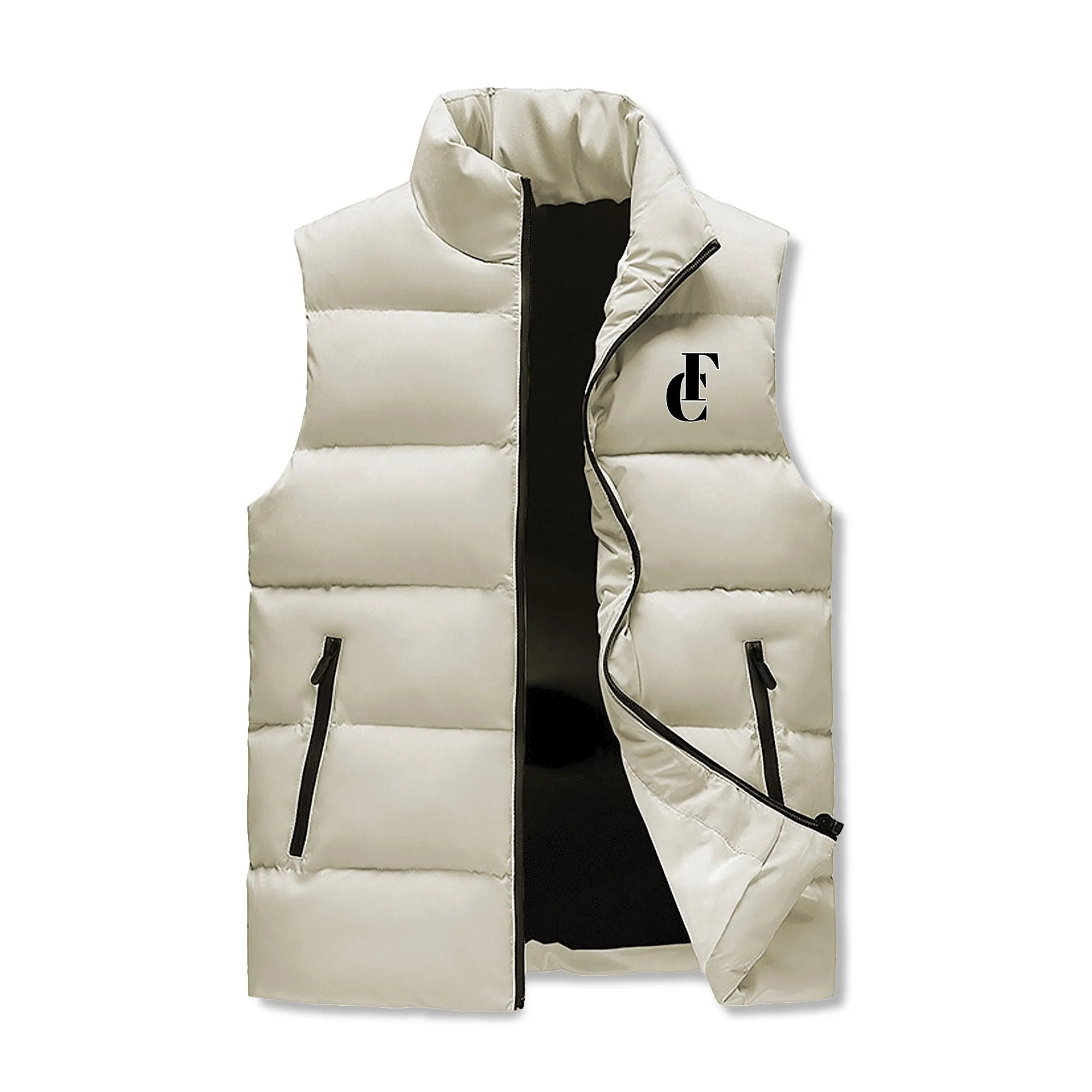 Mens Warm Stand Collar Zip Up Puffer Vest