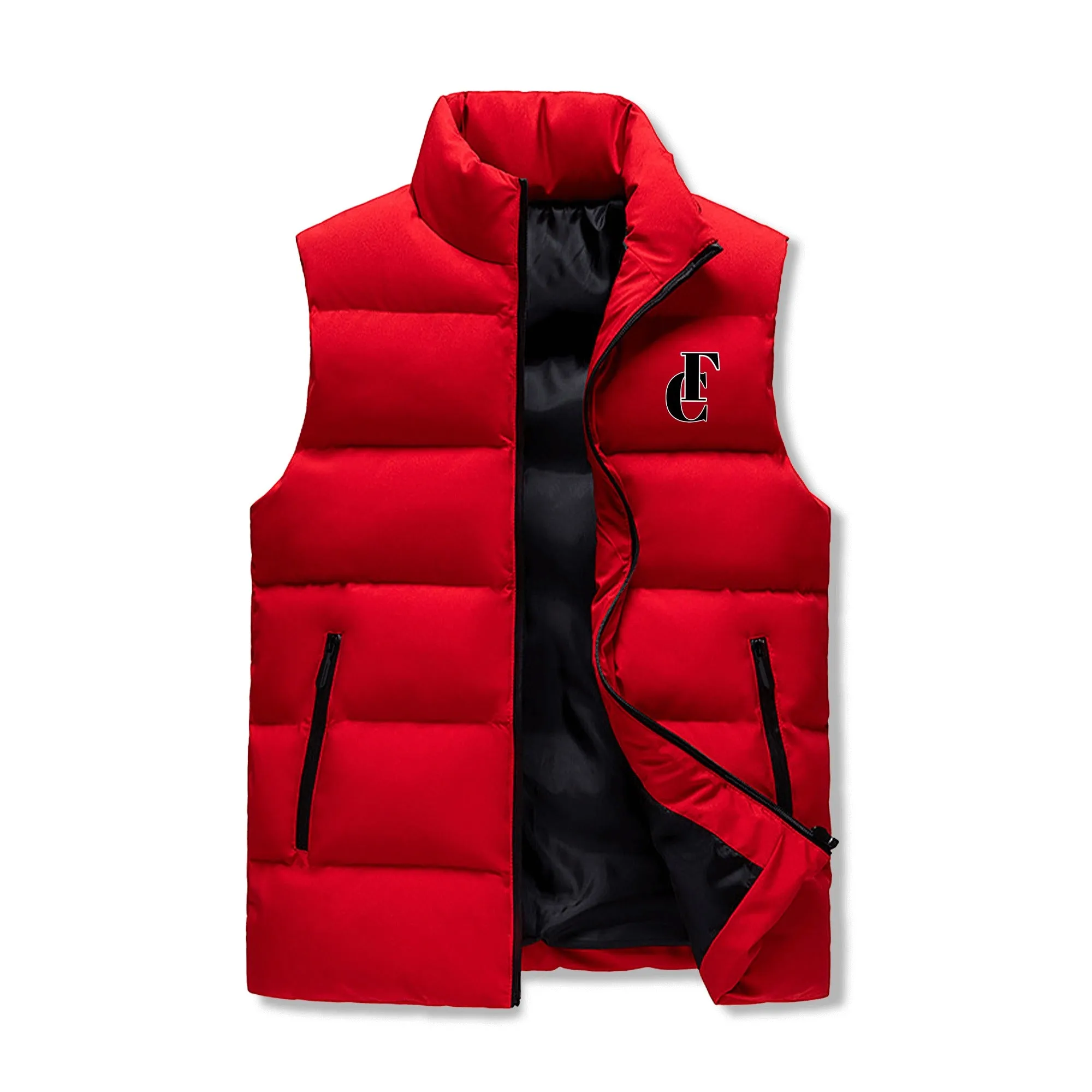 Mens Warm Stand Collar Zip Up Puffer Vest