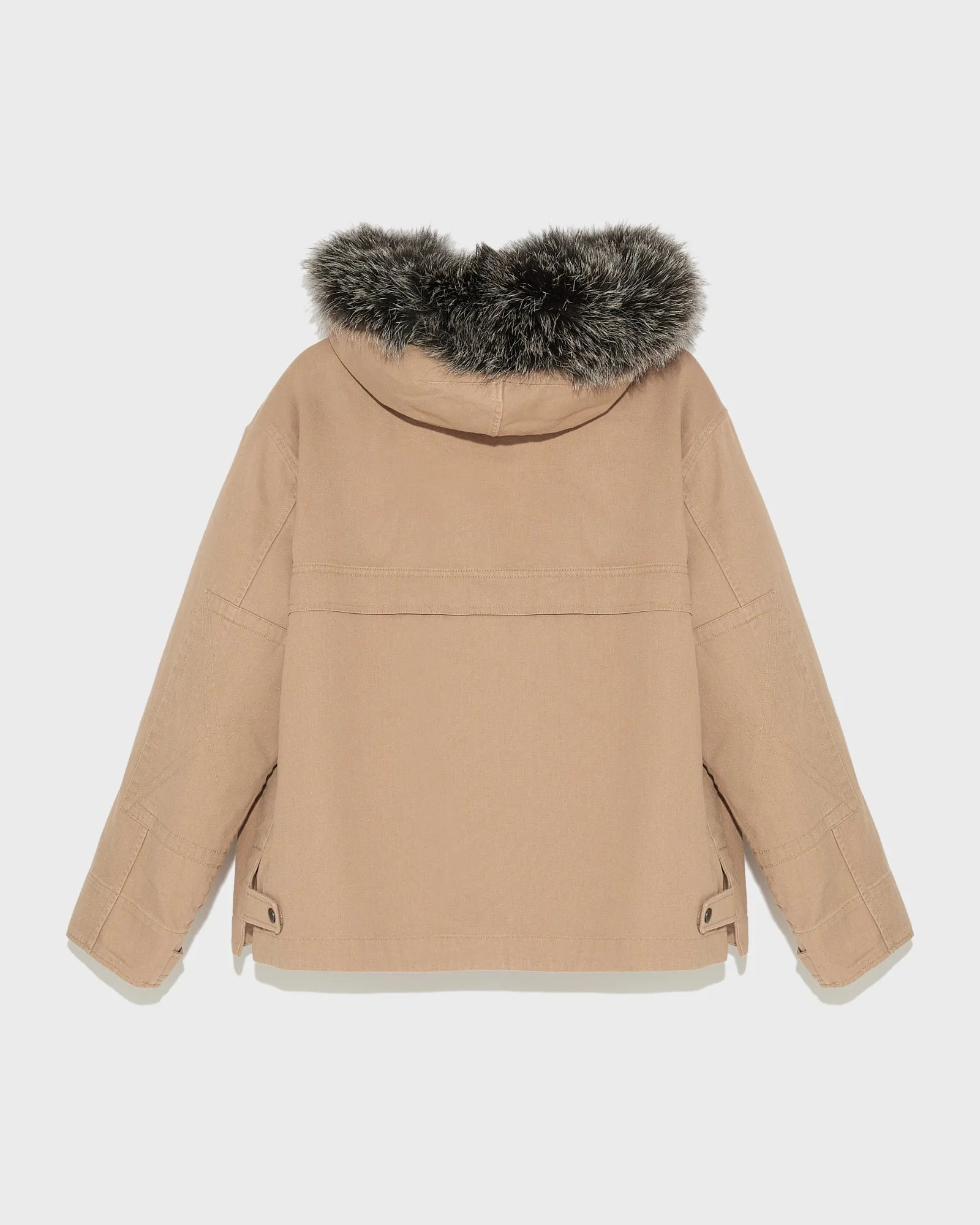 Parka courte en coton et fourrure