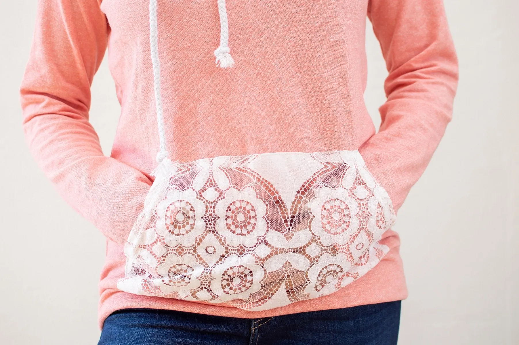 Pretty in Pink Lace Accented Hoodie