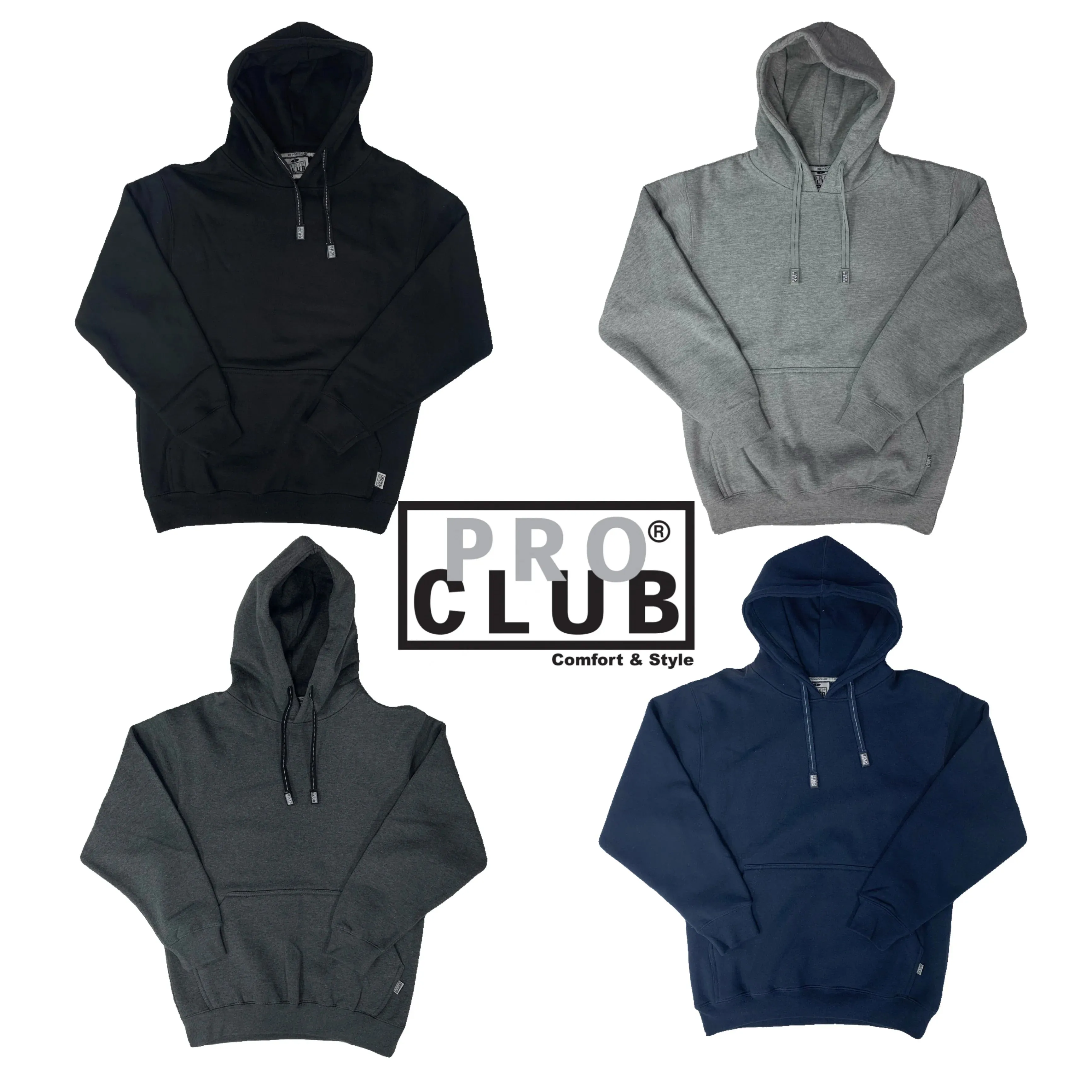 Pro Club Heavyweight Fleece Pull Over Hoodie Sweater - Heather Grey