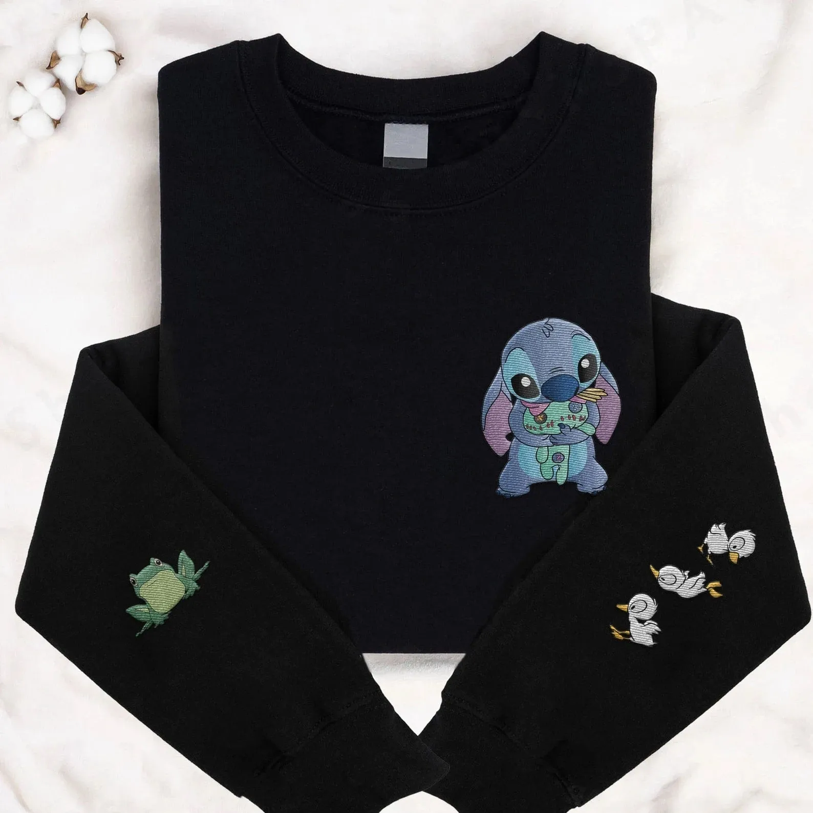 "Stitch And Scrump Frog Duck" Couple Sweatshirts - Custom Embroidered Matching Couple Hoodies