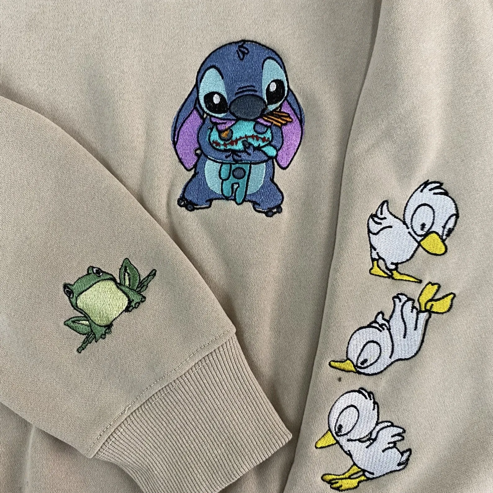 "Stitch And Scrump Frog Duck" Couple Sweatshirts - Custom Embroidered Matching Couple Hoodies