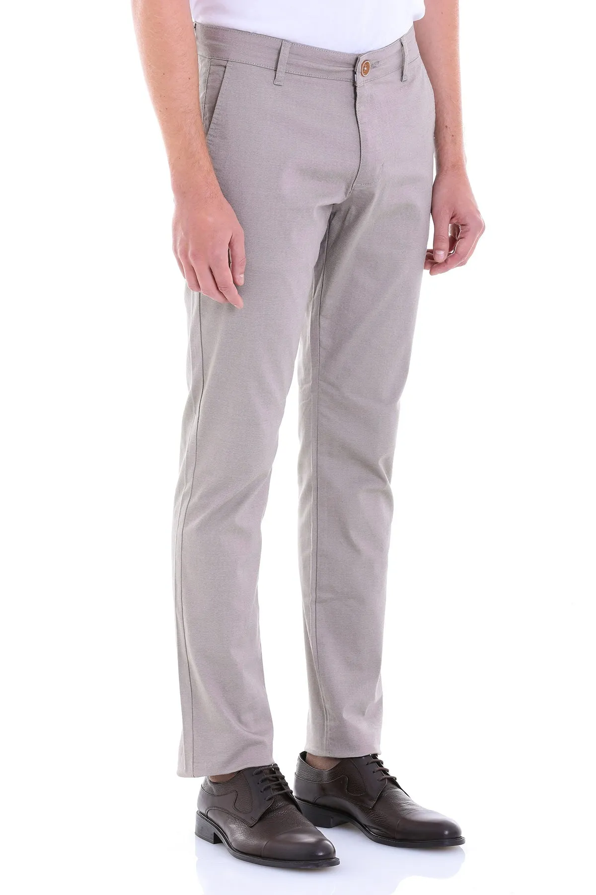 Regular Fit Side Pocket Light Mink Cotton Casual Pants