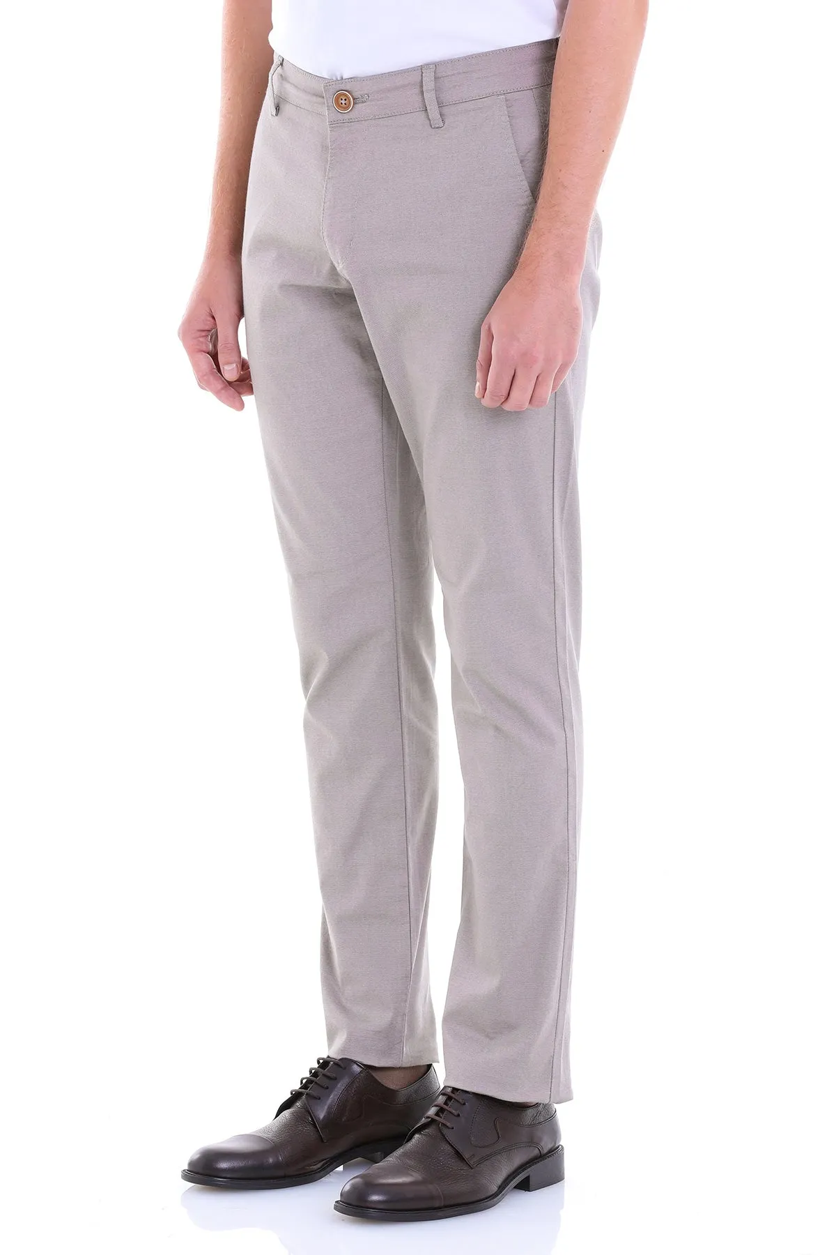 Regular Fit Side Pocket Light Mink Cotton Casual Pants