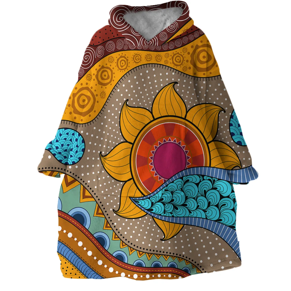 Sea, Sand and Sunflowers Wearable Blanket Hoodie