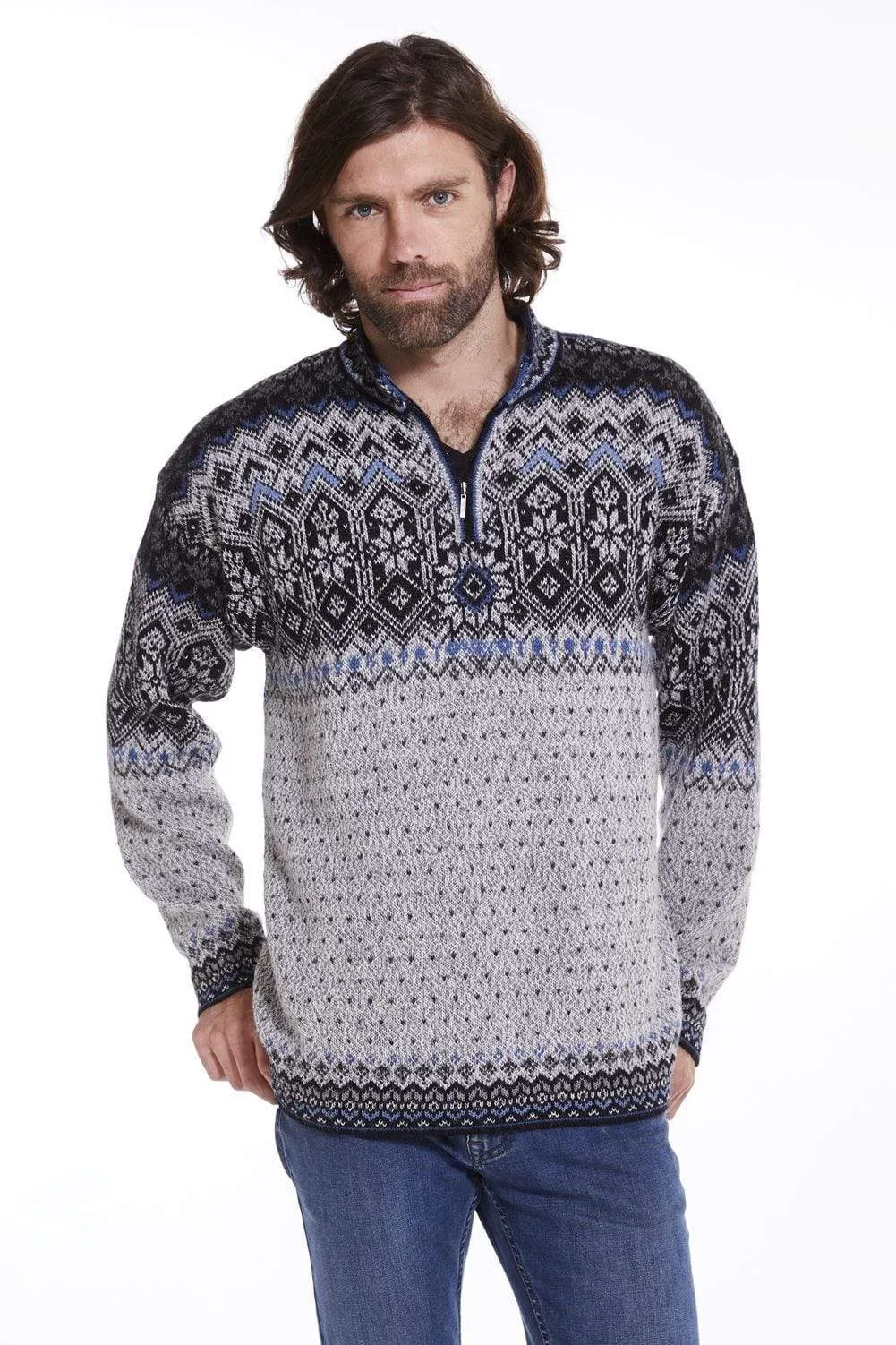 Sigurd Men's Alpaca Quarter Zip Nordic Sweater