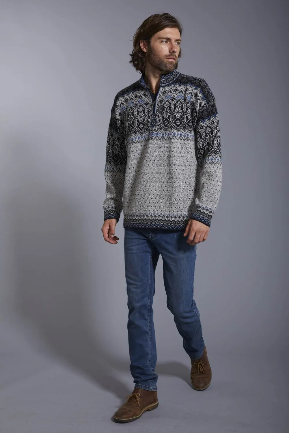 Sigurd Men's Alpaca Quarter Zip Nordic Sweater