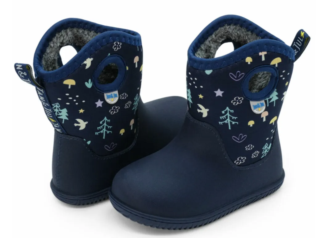 Size 6: Jan & Jul NAVY FOREST Birch Toasty-Dry Lite Winter Rain Boots NEW