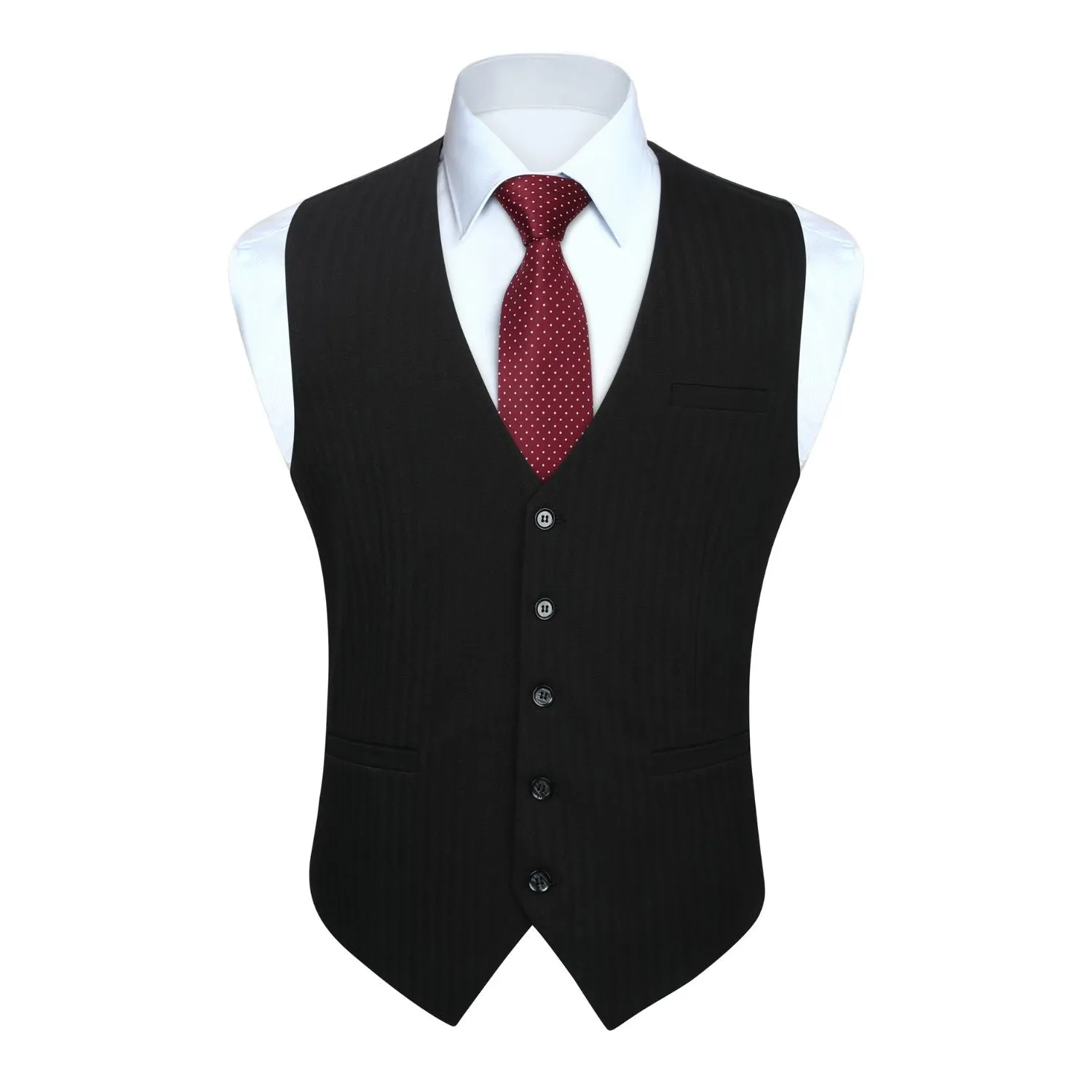 Solid Slim Suit Vest - 1-BLACK