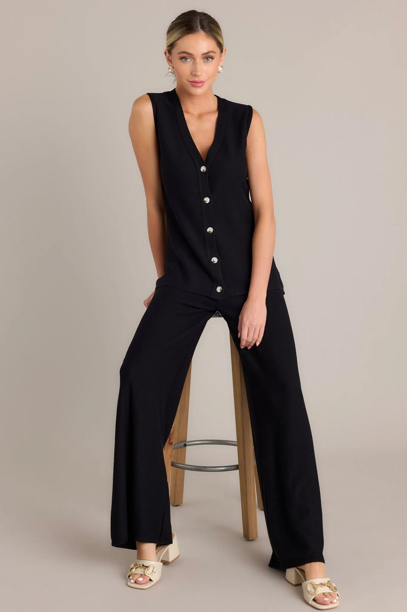 Starless Sky Black Wide Leg Sweater Pants