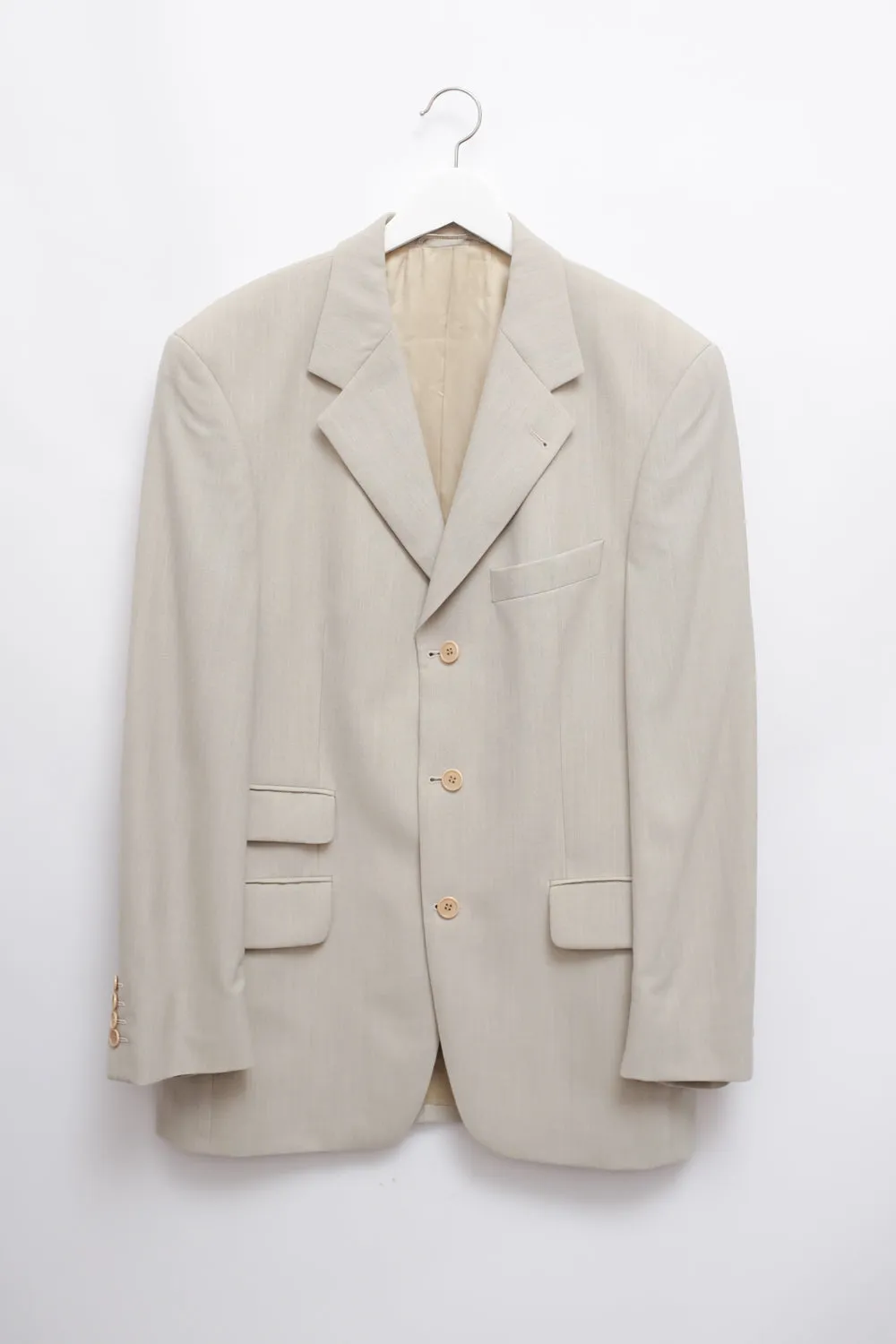 STONE BEIGE VINTAGE PURE FINE WOOL SUIT