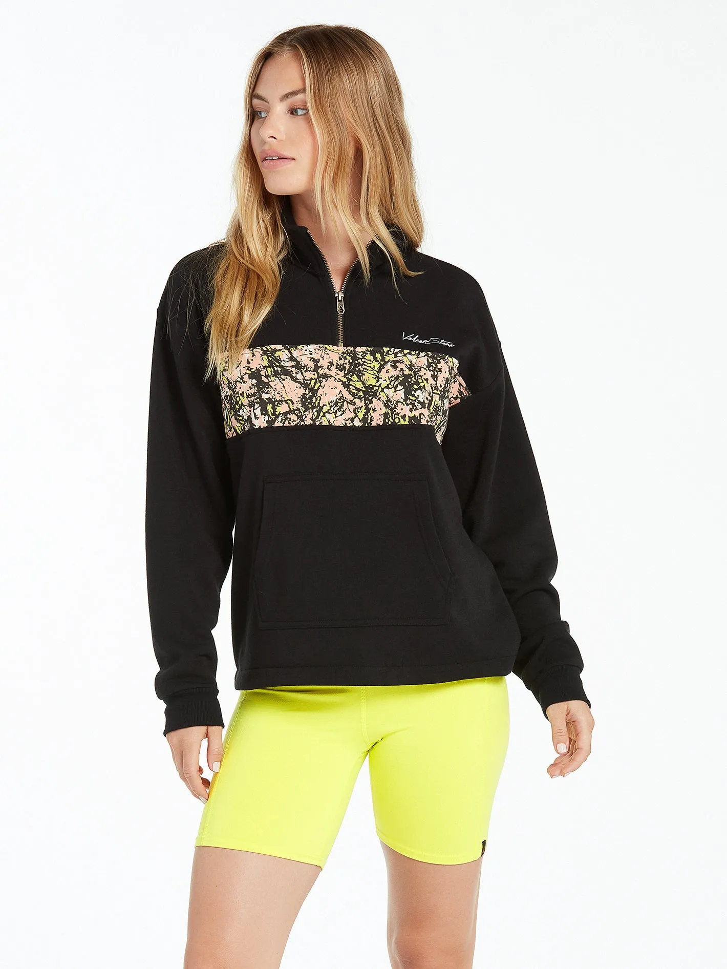 Stone Stacked Mock Neck Pullover - Black