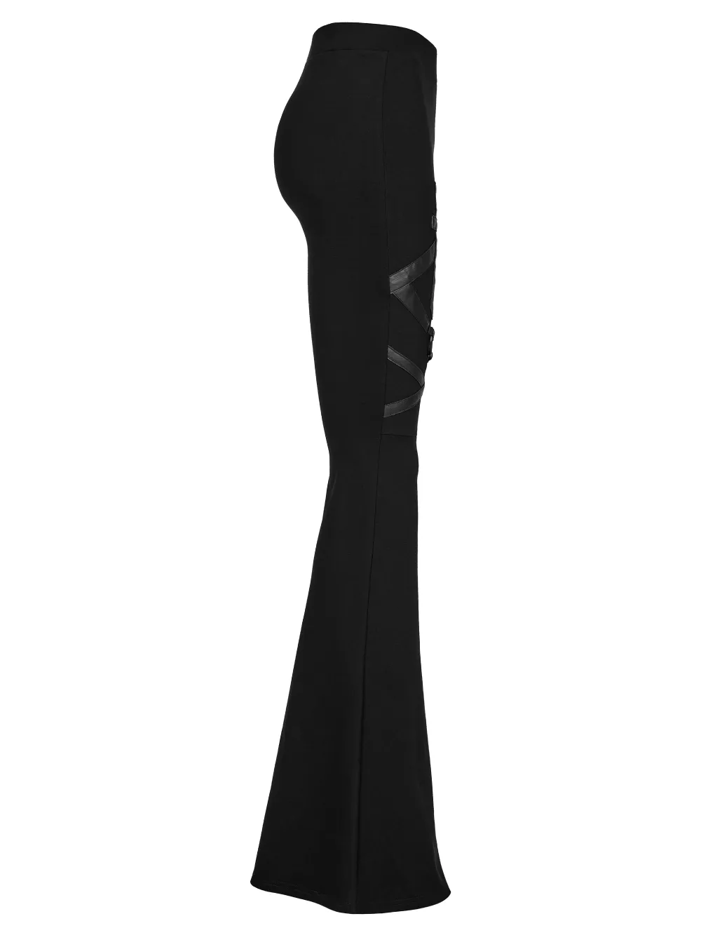 Stylish Cross-Strap Bell-Bottom Goth Pants