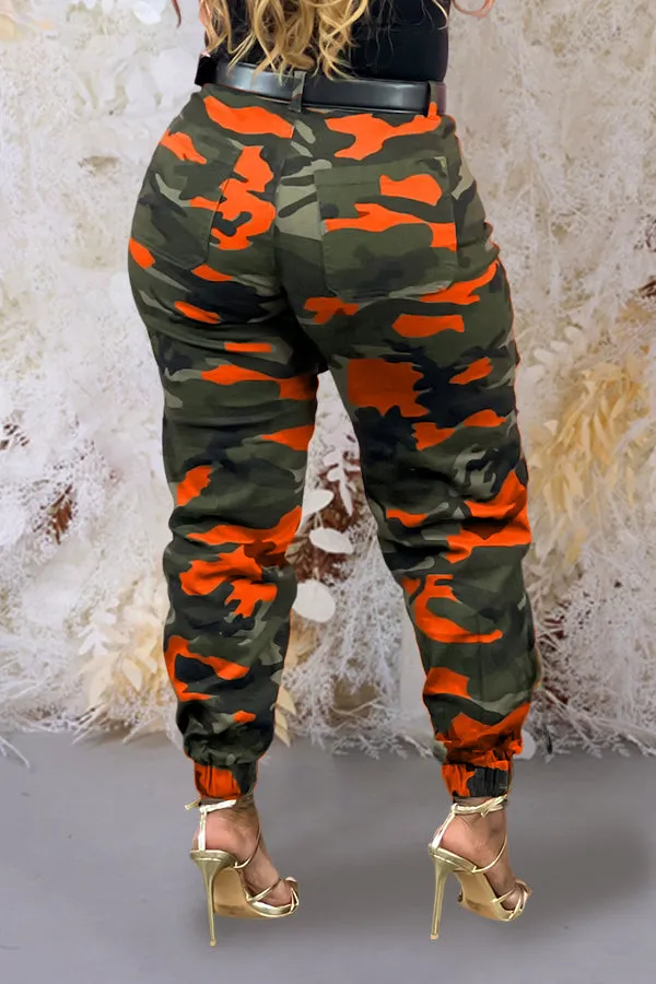 Stylish High Waisted Camouflage Cargo Pants