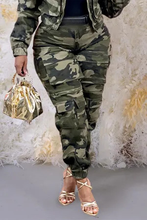 Stylish High Waisted Camouflage Cargo Pants