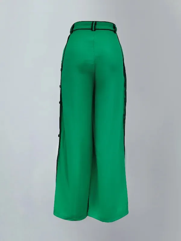 Stylish Wide Leg H-Line Solid Color Pants 110455