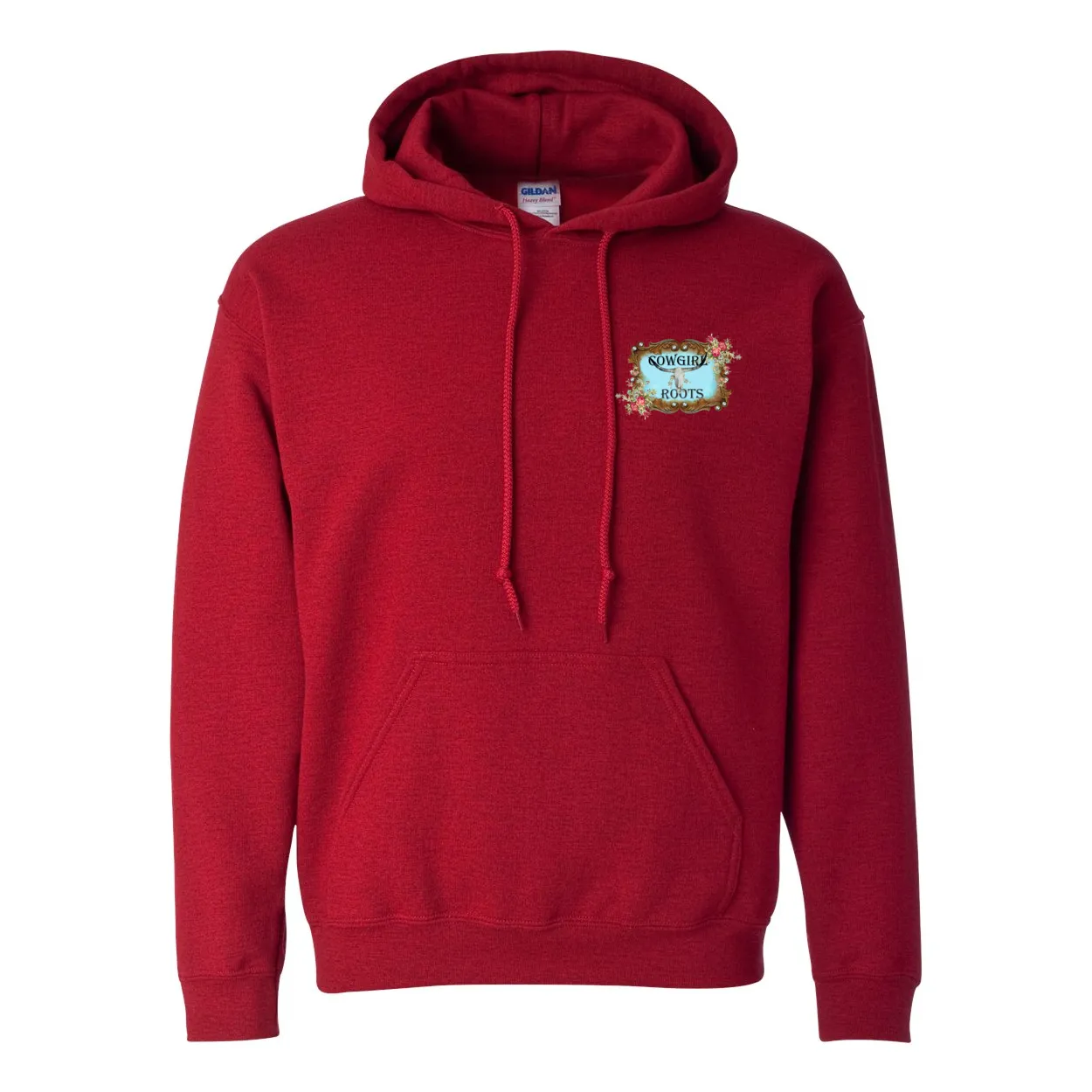 Tropical Red and White Paint Horse Design on Back Front Pocket Hoodies