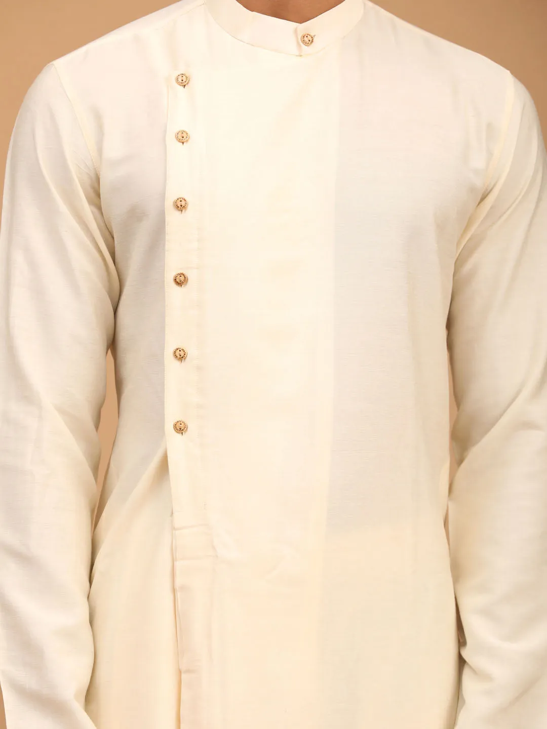 Vastramay Cream Mirror Jacket Kurta Set