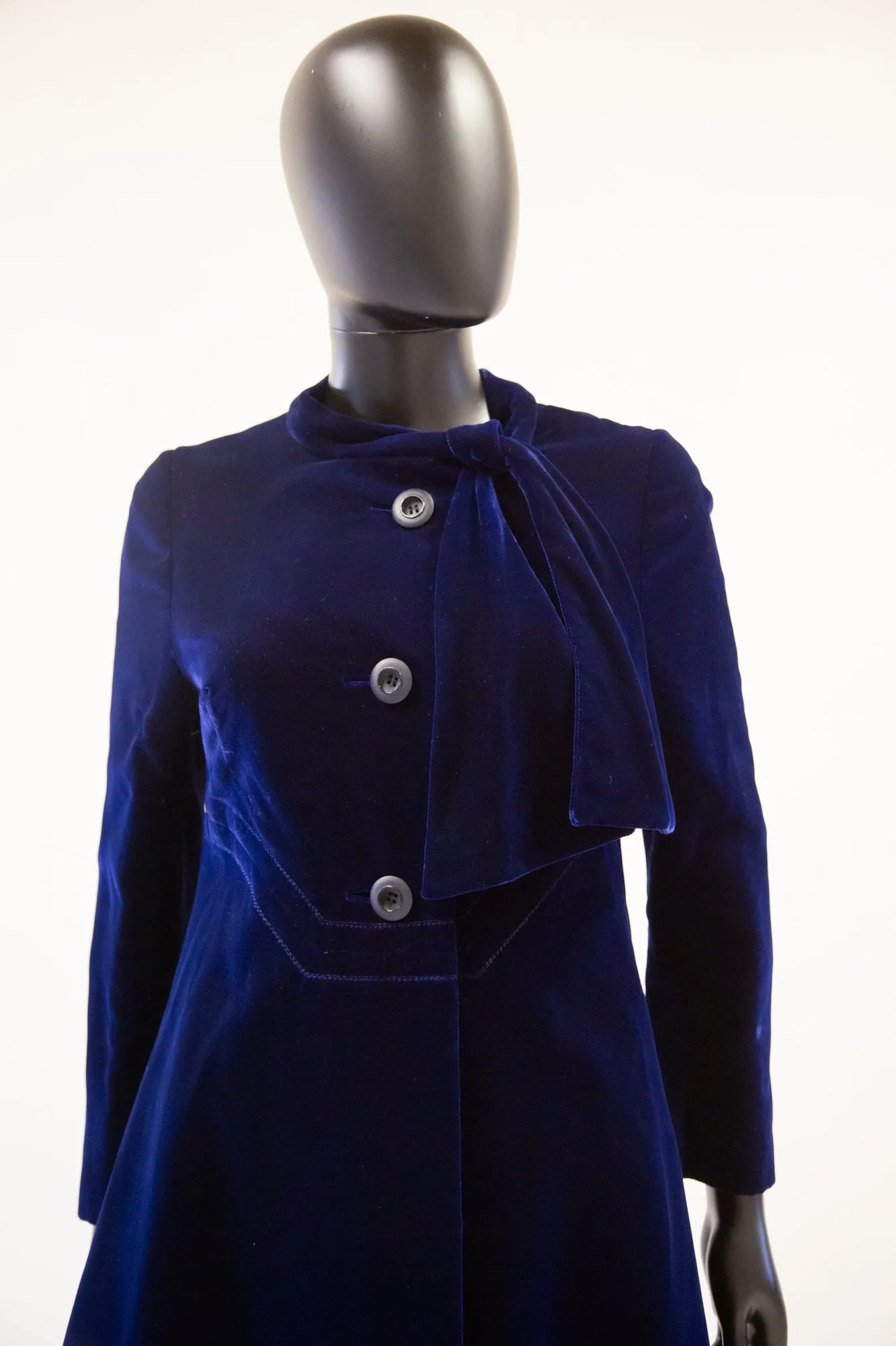 Vintage 1960s Hardy Amies Blue Velvet Coat