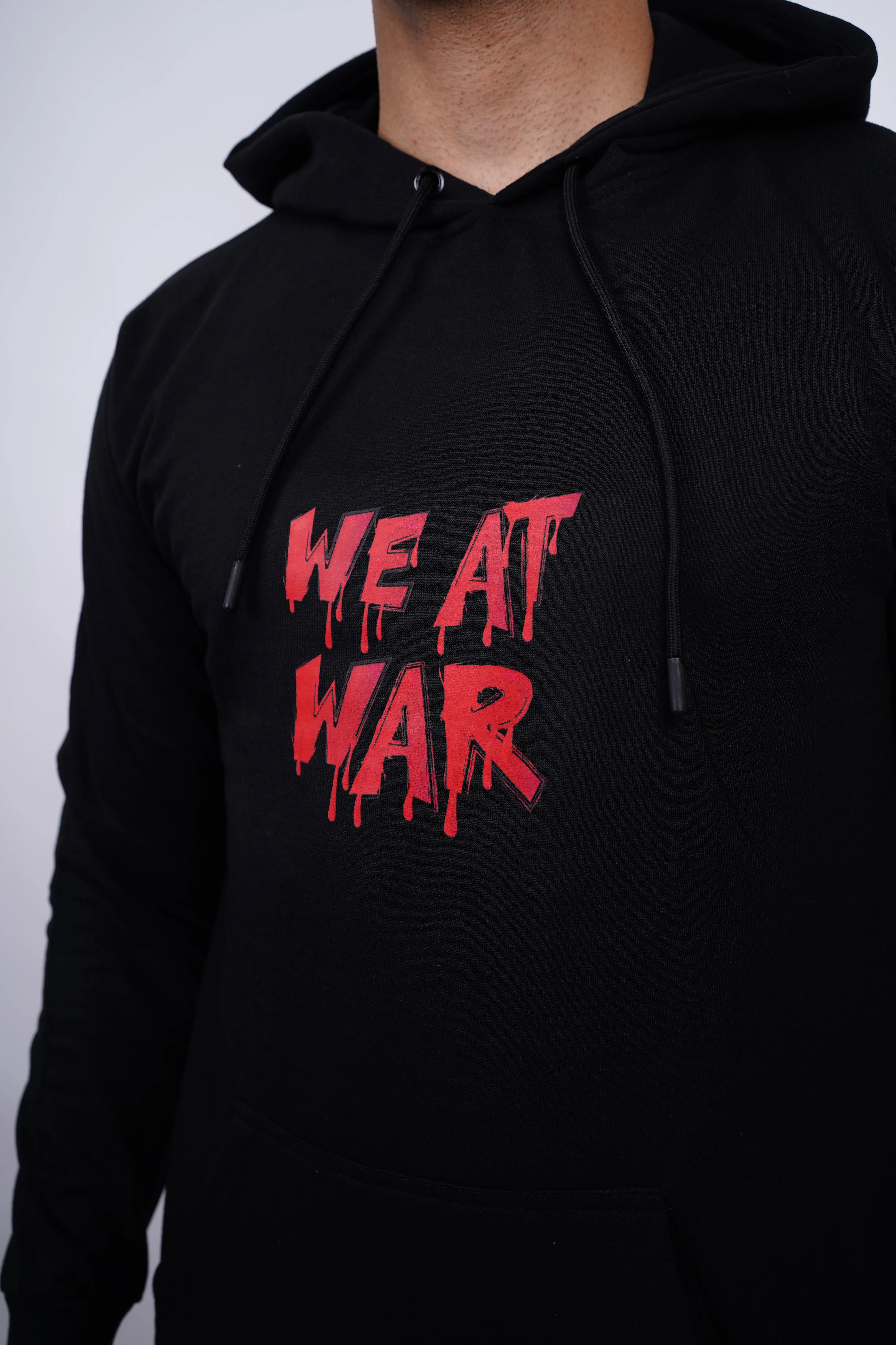 We At War Relaxed fit Black Hoodie for Men By DemonWear